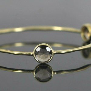 16520 Ippolita 18K Yellow Gold 3 Smoky Quartz Hammered Station Bangle Bracelet